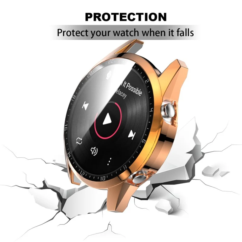 Mega Gut Huawei Watch GT 2 46mm Hülle mit Displayschutz in Plastik und Gehärtetes Glas