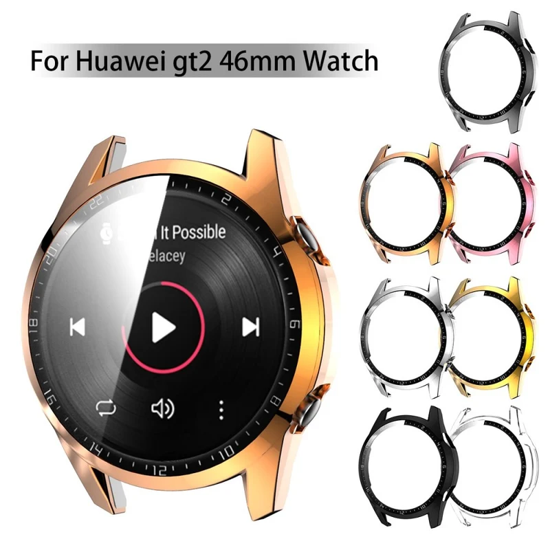 Mega Gut Huawei Watch GT 2 46mm Hülle mit Displayschutz in Plastik und Gehärtetes Glas
