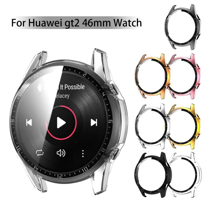 Mega Gut Huawei Watch GT 2 46mm Hülle mit Displayschutz in Plastik und Gehärtetes Glas