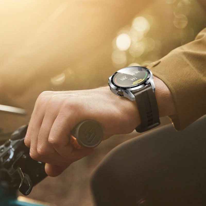 Mega Gut Huawei Watch GT 2 46mm Hülle mit Displayschutz in Plastik und Gehärtetes Glas