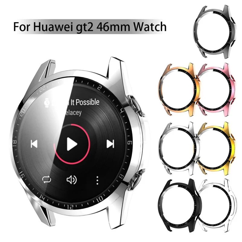 Mega Gut Huawei Watch GT 2 46mm Hülle mit Displayschutz in Plastik und Gehärtetes Glas