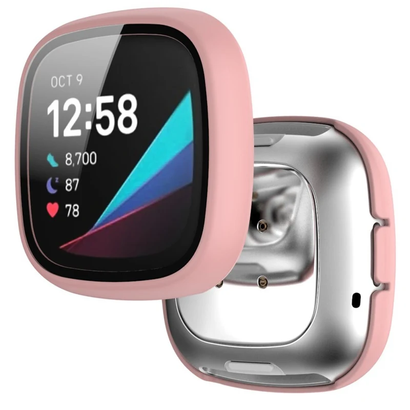 Super Schön Fitbit Sense 1 / Fitbit Versa 3 Universell Hülle mit Displayschutz in Plastik und Gehärtetes Glas