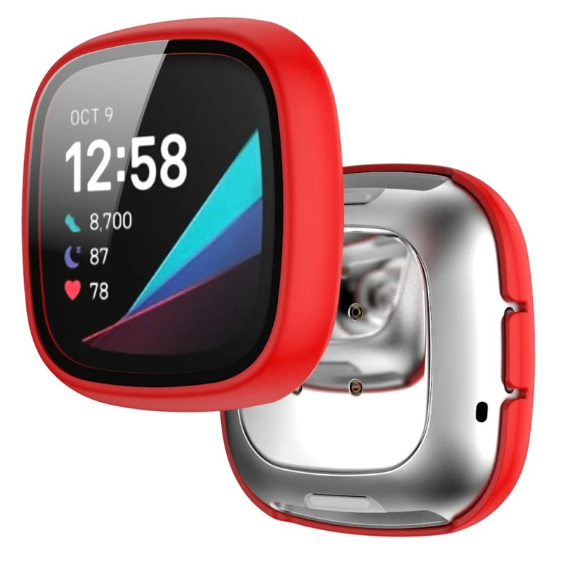 Super Schön Fitbit Sense 1 / Fitbit Versa 3 Universell Hülle mit Displayschutz in Plastik und Gehärtetes Glas
