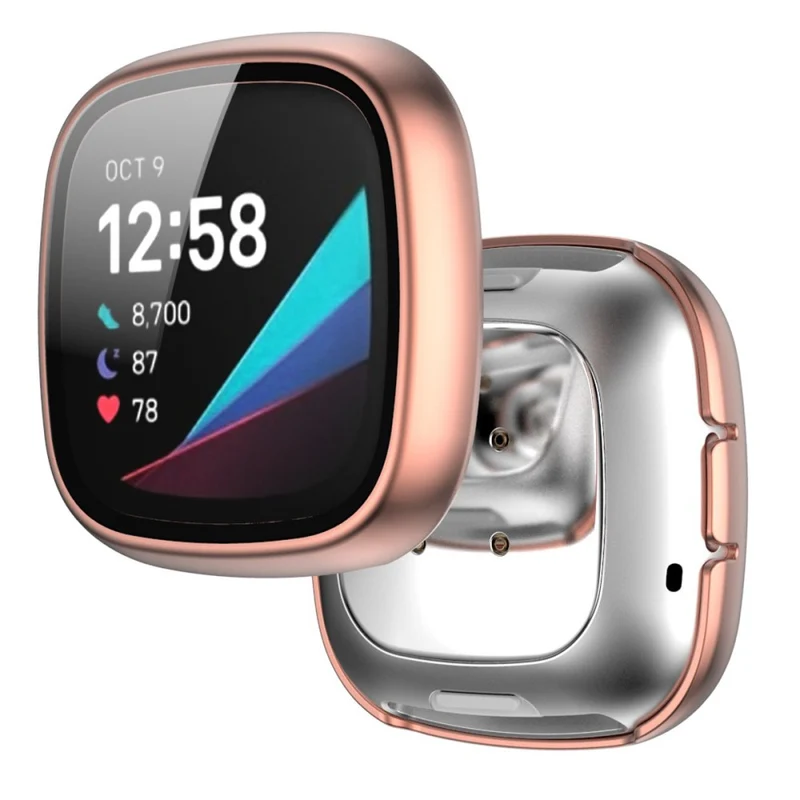 Super Schön Fitbit Sense 1 / Fitbit Versa 3 Universell Hülle mit Displayschutz in Plastik und Gehärtetes Glas