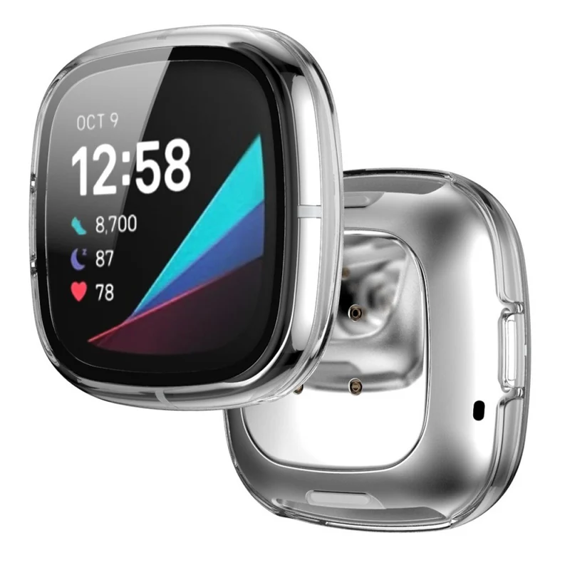 Super Schön Fitbit Sense 1 / Fitbit Versa 3 Universell Hülle mit Displayschutz in Plastik und Gehärtetes Glas