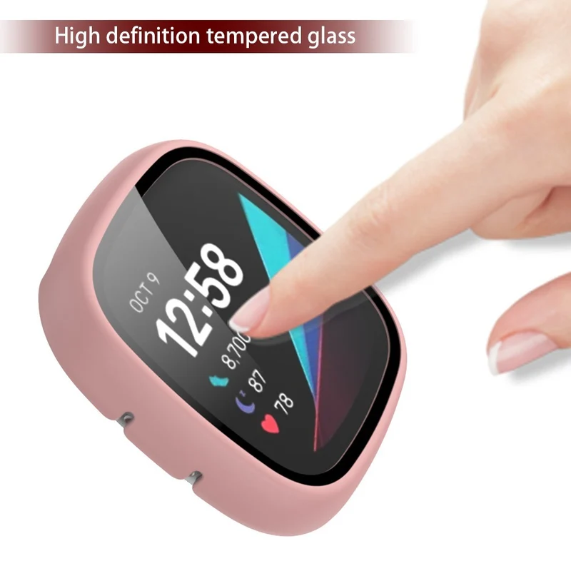 Super Schön Fitbit Sense 1 / Fitbit Versa 3 Universell Hülle mit Displayschutz in Plastik und Gehärtetes Glas