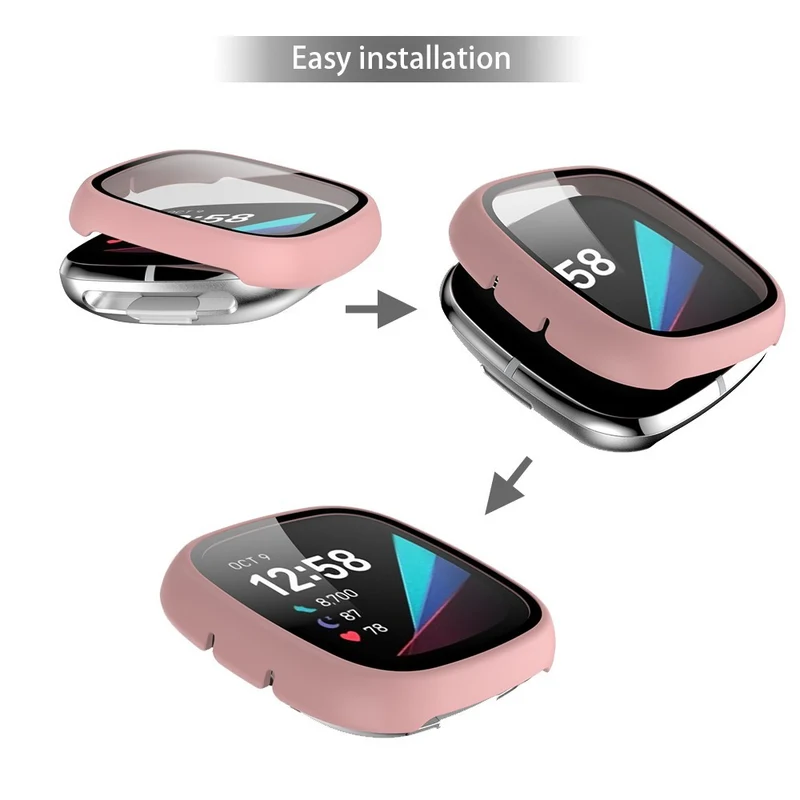 Super Schön Fitbit Sense 1 / Fitbit Versa 3 Universell Hülle mit Displayschutz in Plastik und Gehärtetes Glas