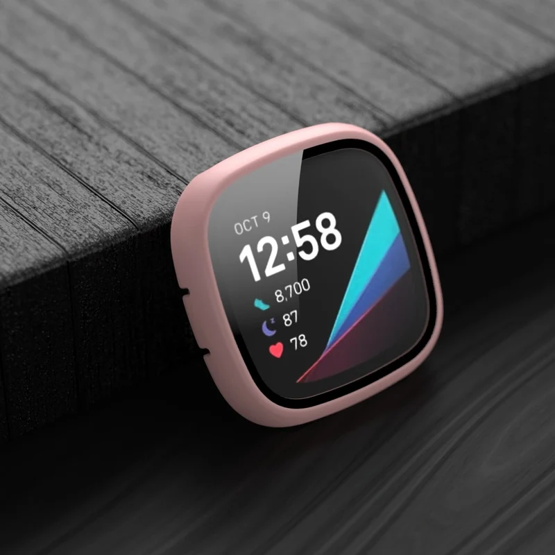 Super Schön Fitbit Sense 1 / Fitbit Versa 3 Universell Hülle mit Displayschutz in Plastik und Gehärtetes Glas