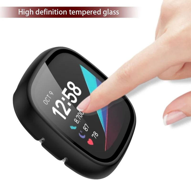 Super Schön Fitbit Sense 1 / Fitbit Versa 3 Universell Hülle mit Displayschutz in Plastik und Gehärtetes Glas