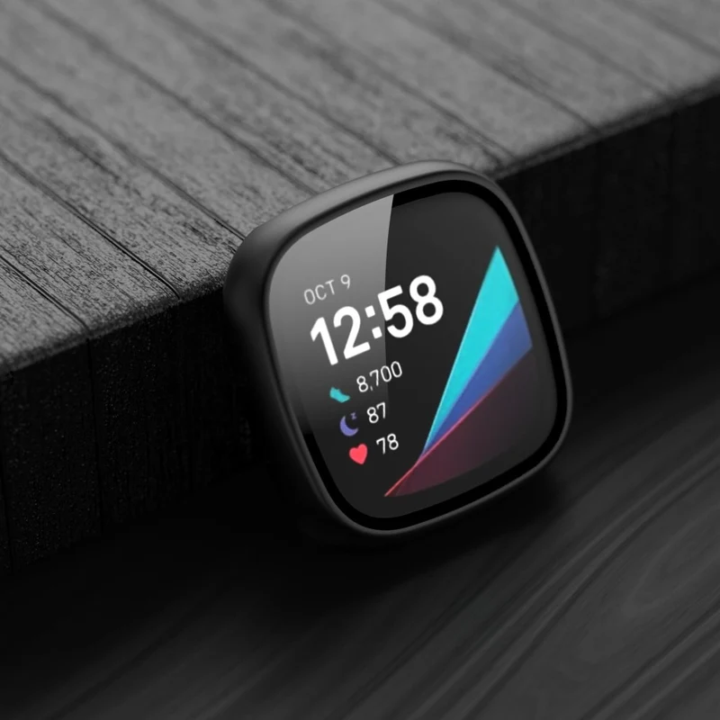 Super Schön Fitbit Sense 1 / Fitbit Versa 3 Universell Hülle mit Displayschutz in Plastik und Gehärtetes Glas