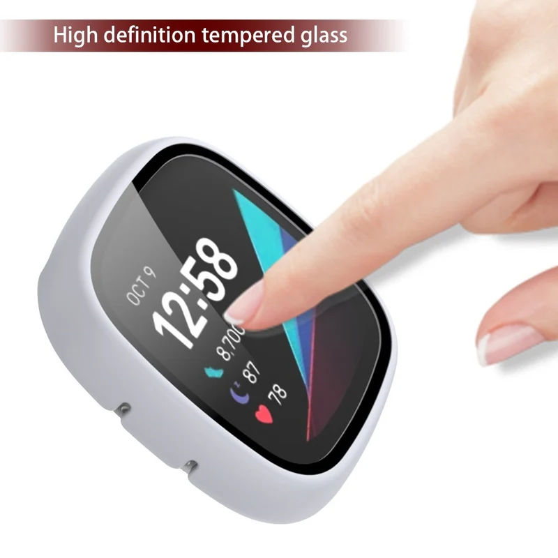 Super Schön Fitbit Sense 1 / Fitbit Versa 3 Universell Hülle mit Displayschutz in Plastik und Gehärtetes Glas