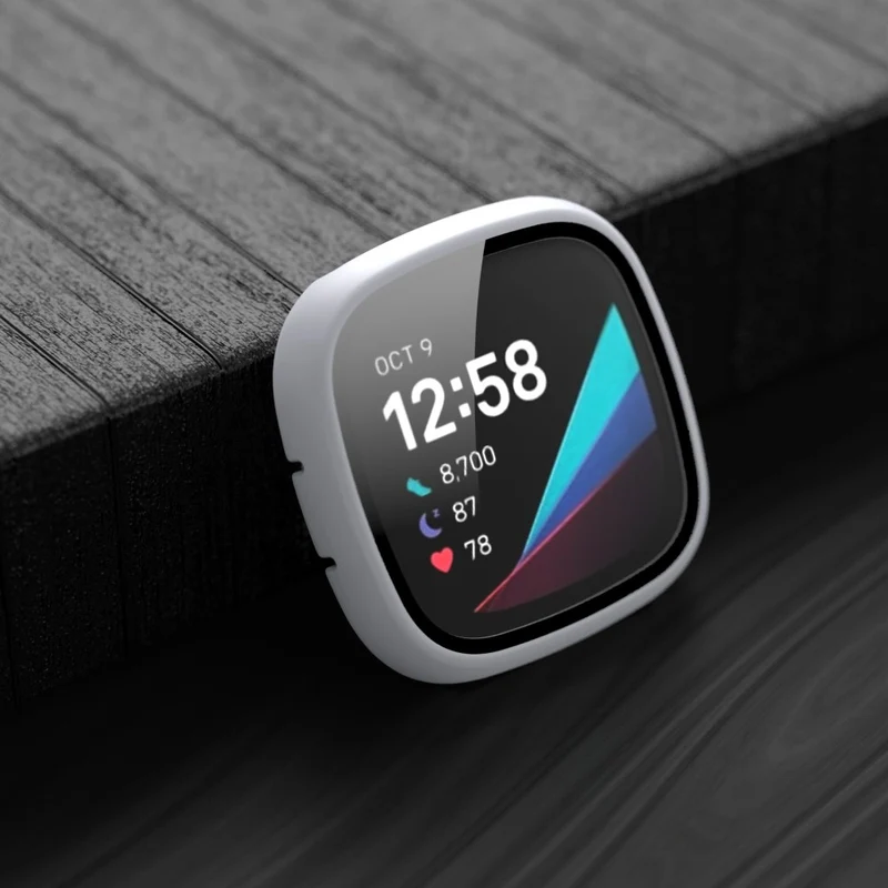 Super Schön Fitbit Sense 1 / Fitbit Versa 3 Universell Hülle mit Displayschutz in Plastik und Gehärtetes Glas