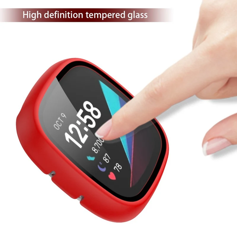 Super Schön Fitbit Sense 1 / Fitbit Versa 3 Universell Hülle mit Displayschutz in Plastik und Gehärtetes Glas