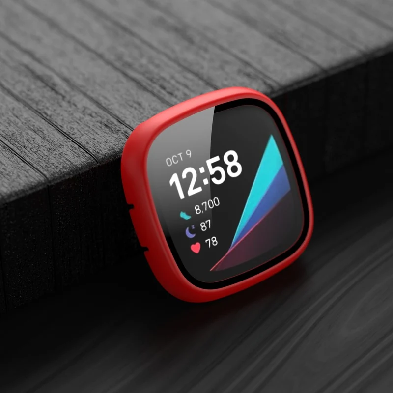 Super Schön Fitbit Sense 1 / Fitbit Versa 3 Universell Hülle mit Displayschutz in Plastik und Gehärtetes Glas