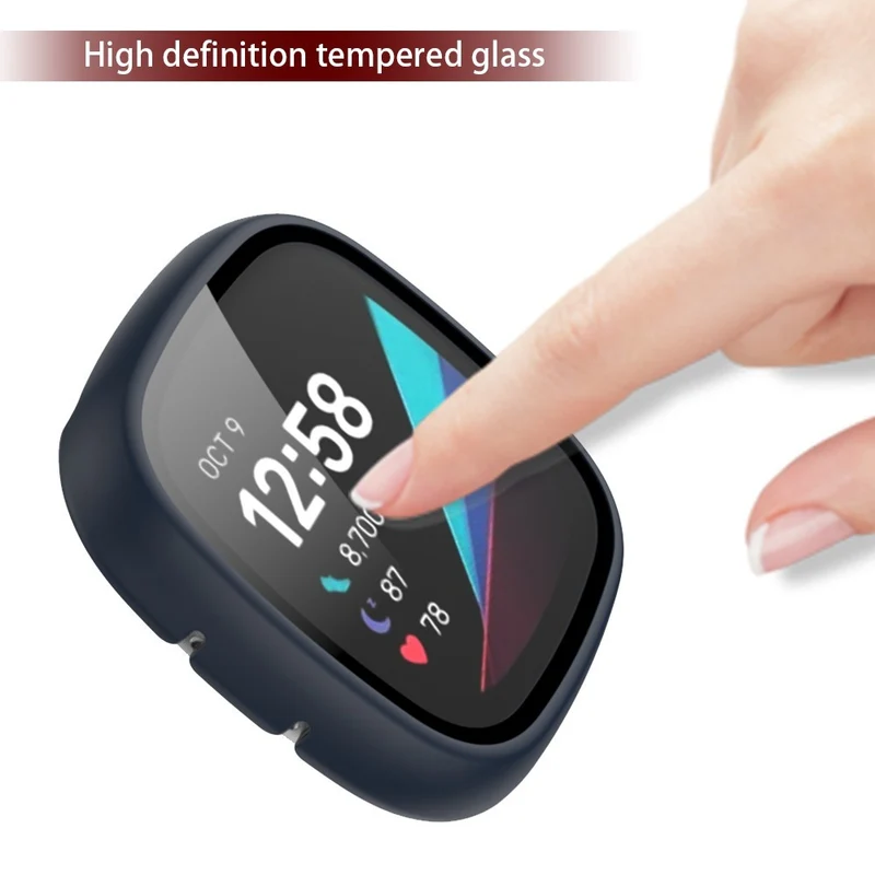 Super Schön Fitbit Sense 1 / Fitbit Versa 3 Universell Hülle mit Displayschutz in Plastik und Gehärtetes Glas