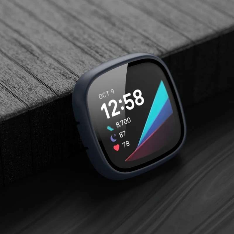 Super Schön Fitbit Sense 1 / Fitbit Versa 3 Universell Hülle mit Displayschutz in Plastik und Gehärtetes Glas