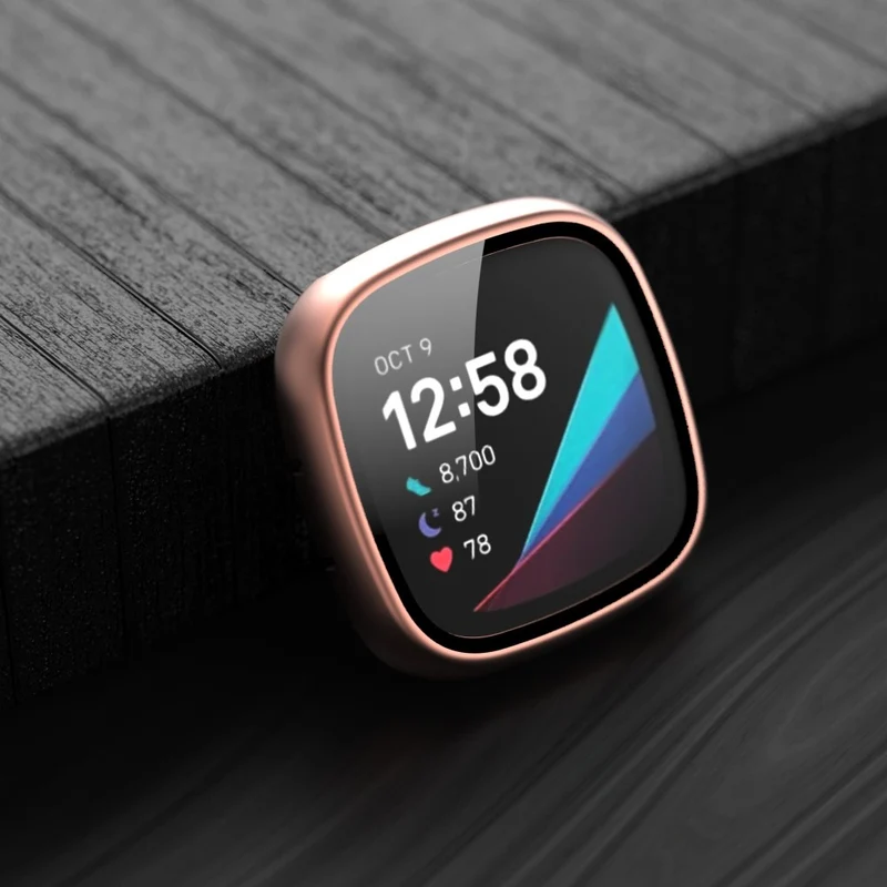 Super Schön Fitbit Sense 1 / Fitbit Versa 3 Universell Hülle mit Displayschutz in Plastik und Gehärtetes Glas