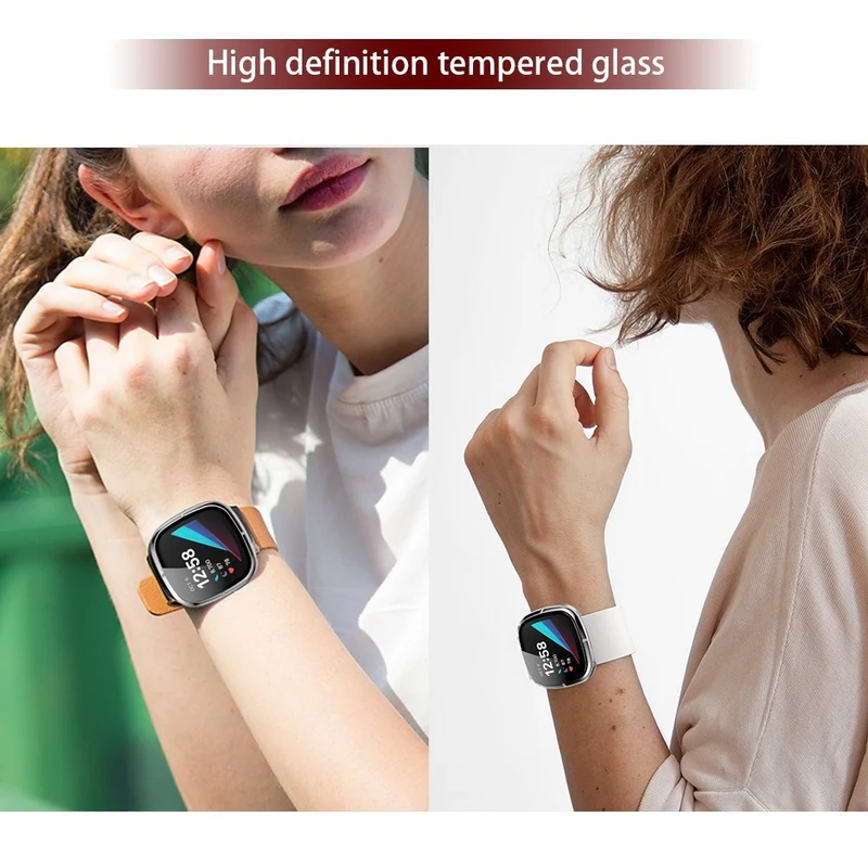 Super Schön Fitbit Sense 1 / Fitbit Versa 3 Universell Hülle mit Displayschutz in Plastik und Gehärtetes Glas