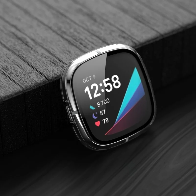 Super Schön Fitbit Sense 1 / Fitbit Versa 3 Universell Hülle mit Displayschutz in Plastik und Gehärtetes Glas