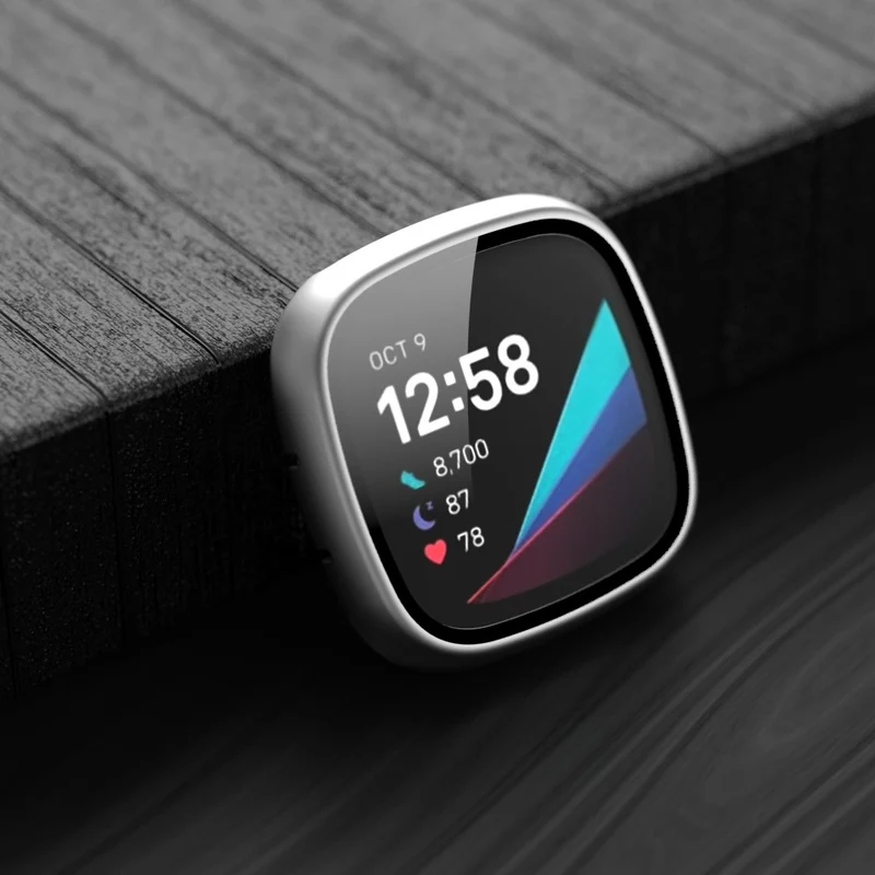 Super Schön Fitbit Sense 1 / Fitbit Versa 3 Universell Hülle mit Displayschutz in Plastik und Gehärtetes Glas