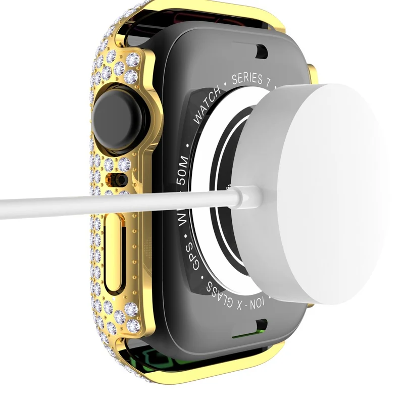 Mega Stylisch Apple Watch Series 7 41mm Hülle mit Displayschutz in Plastik und Strass
