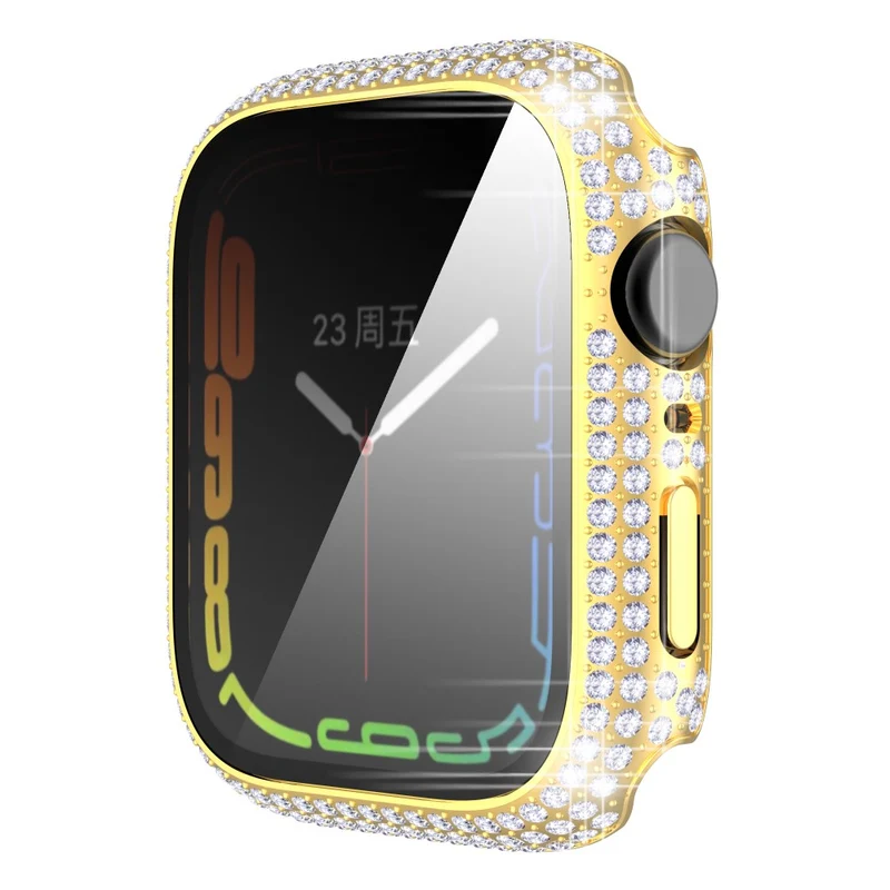 Mega Stylisch Apple Watch Series 7 41mm Hülle mit Displayschutz in Plastik und Strass