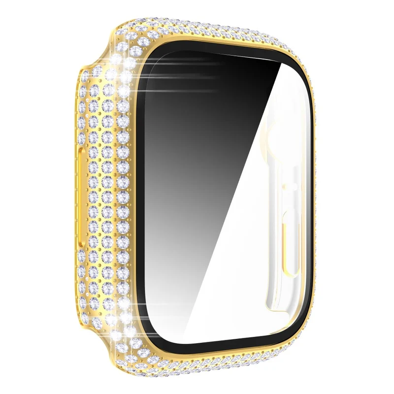 Mega Stylisch Apple Watch Series 7 41mm Hülle mit Displayschutz in Plastik und Strass
