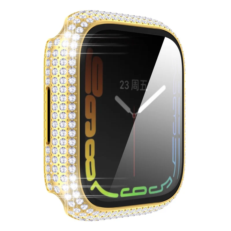 Mega Stylisch Apple Watch Series 7 41mm Hülle mit Displayschutz in Plastik und Strass