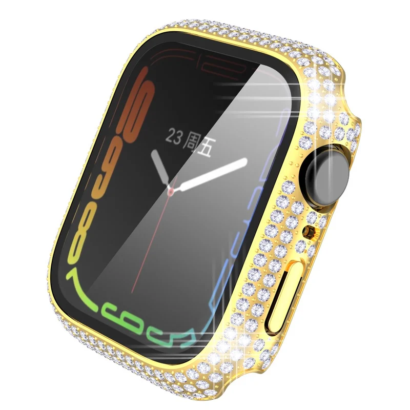 Mega Stylisch Apple Watch Series 7 41mm Hülle mit Displayschutz in Plastik und Strass