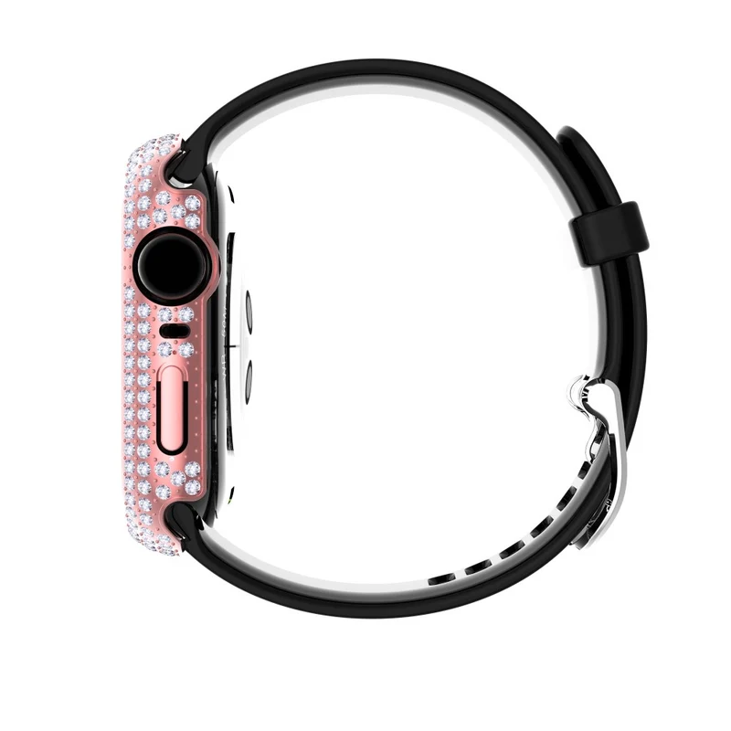 Mega Stylisch Apple Watch Series 7 41mm Hülle mit Displayschutz in Plastik und Strass