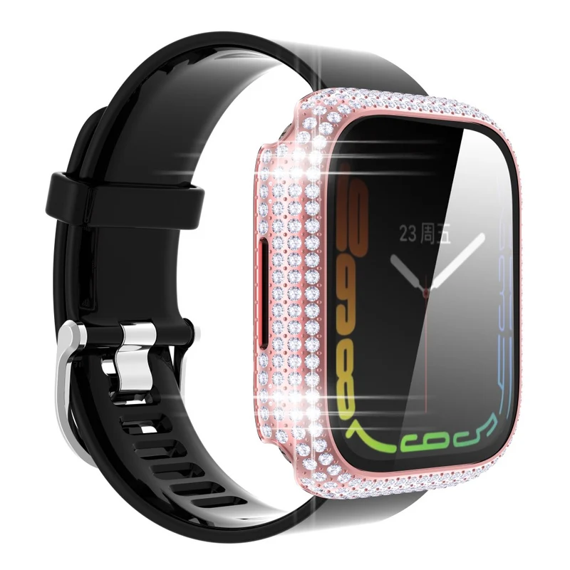 Mega Stylisch Apple Watch Series 7 41mm Hülle mit Displayschutz in Plastik und Strass