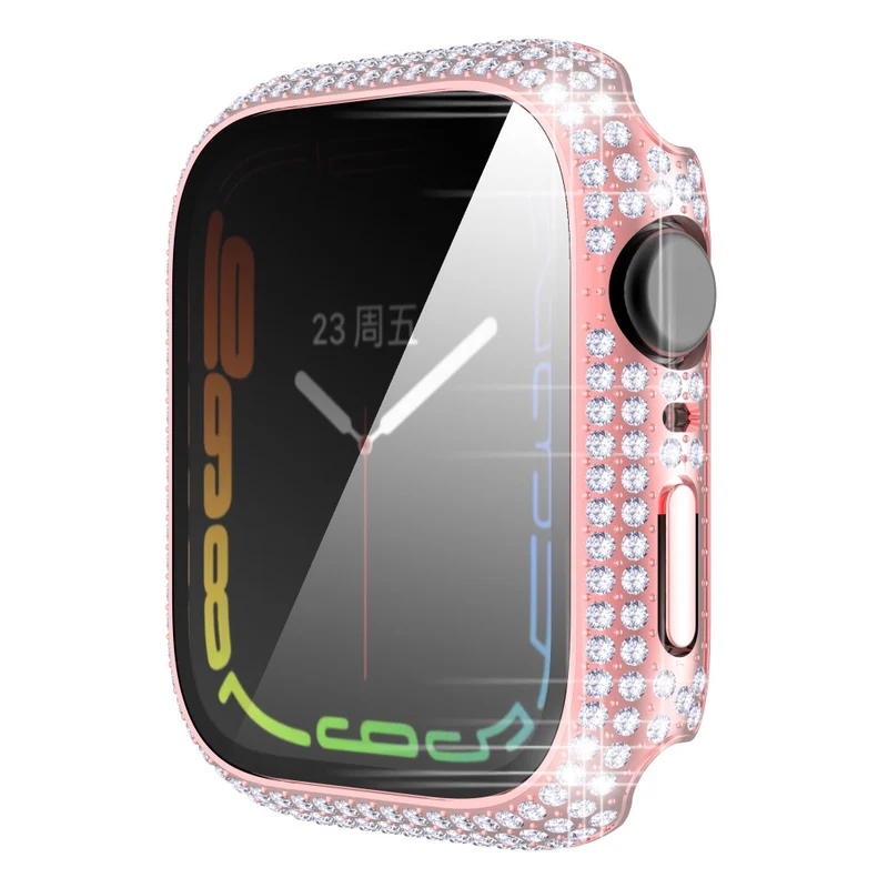 Mega Stylisch Apple Watch Series 7 41mm Hülle mit Displayschutz in Plastik und Strass