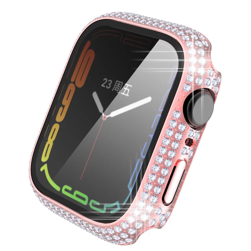 Mega Stylisch Apple Watch Series 7 41mm Hülle mit Displayschutz in Plastik und Strass