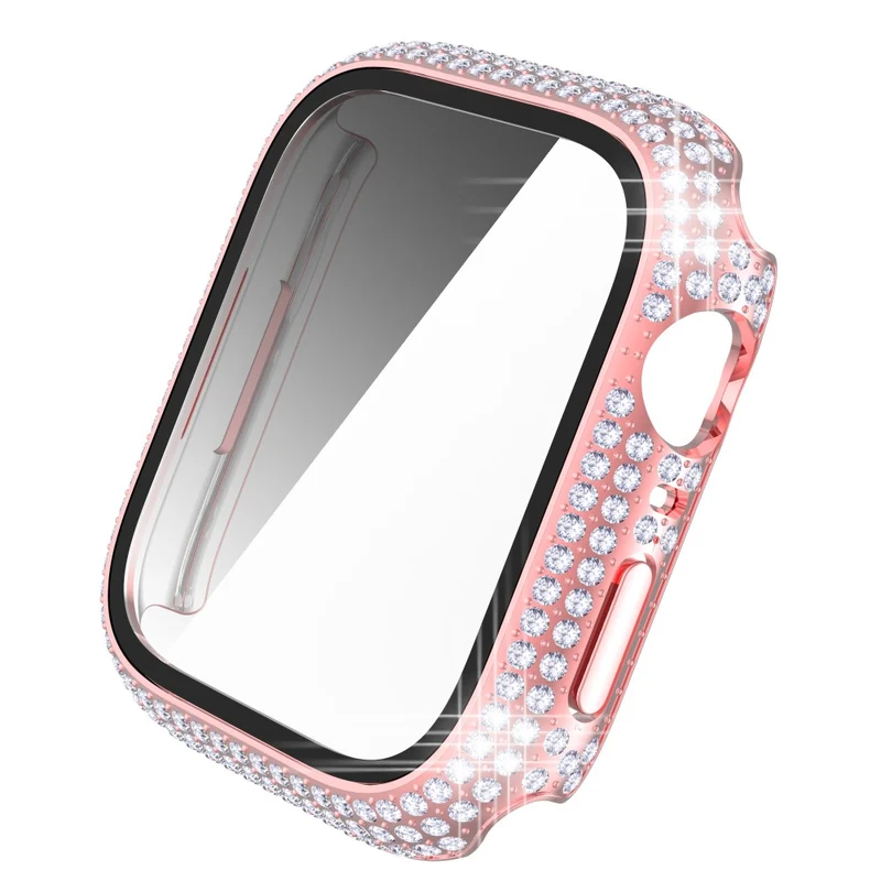 Mega Stylisch Apple Watch Series 7 41mm Hülle mit Displayschutz in Plastik und Strass