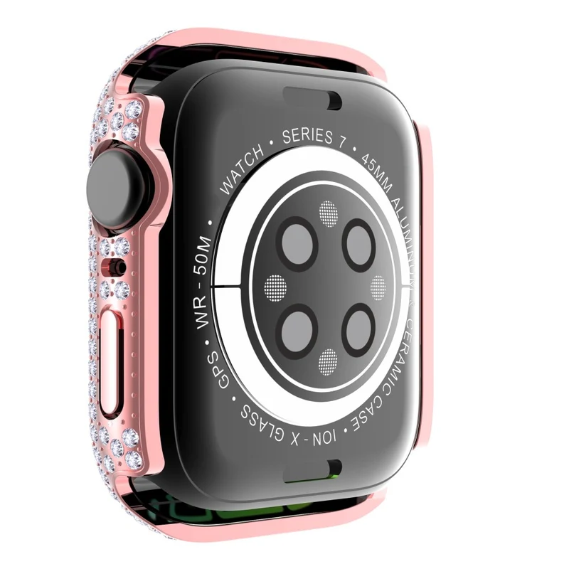 Mega Stylisch Apple Watch Series 7 41mm Hülle mit Displayschutz in Plastik und Strass