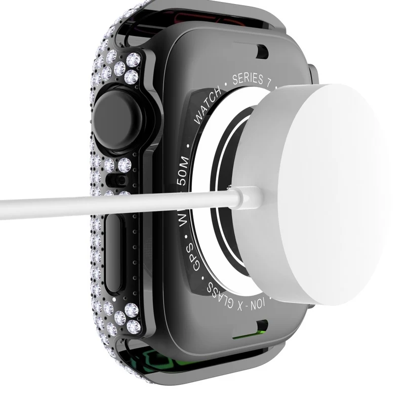 Mega Stylisch Apple Watch Series 7 41mm Hülle mit Displayschutz in Plastik und Strass