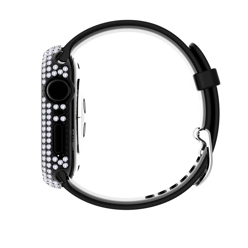 Mega Stylisch Apple Watch Series 7 41mm Hülle mit Displayschutz in Plastik und Strass