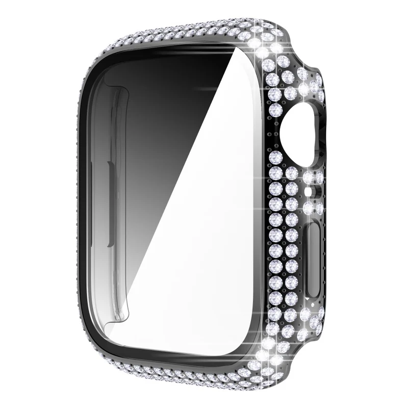 Mega Stylisch Apple Watch Series 7 41mm Hülle mit Displayschutz in Plastik und Strass