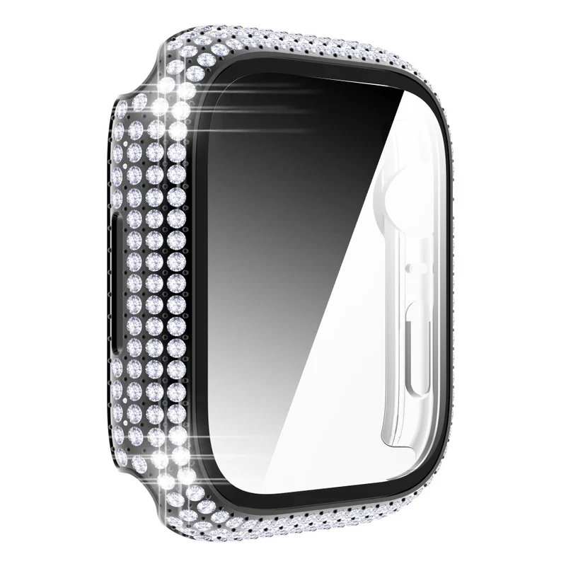 Mega Stylisch Apple Watch Series 7 41mm Hülle mit Displayschutz in Plastik und Strass