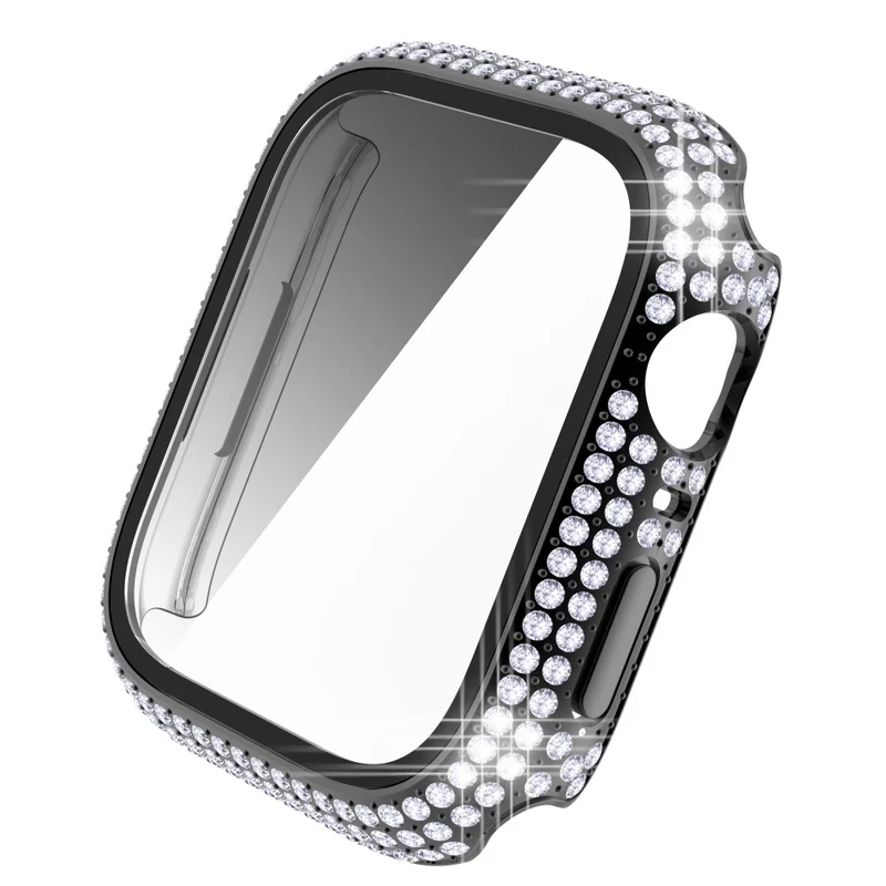 Mega Stylisch Apple Watch Series 7 41mm Hülle mit Displayschutz in Plastik und Strass