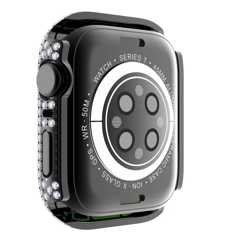 Mega Stylisch Apple Watch Series 7 41mm Hülle mit Displayschutz in Plastik und Strass