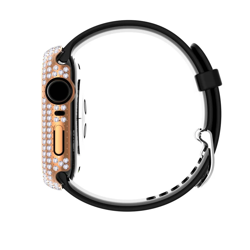Mega Stylisch Apple Watch Series 7 41mm Hülle mit Displayschutz in Plastik und Strass