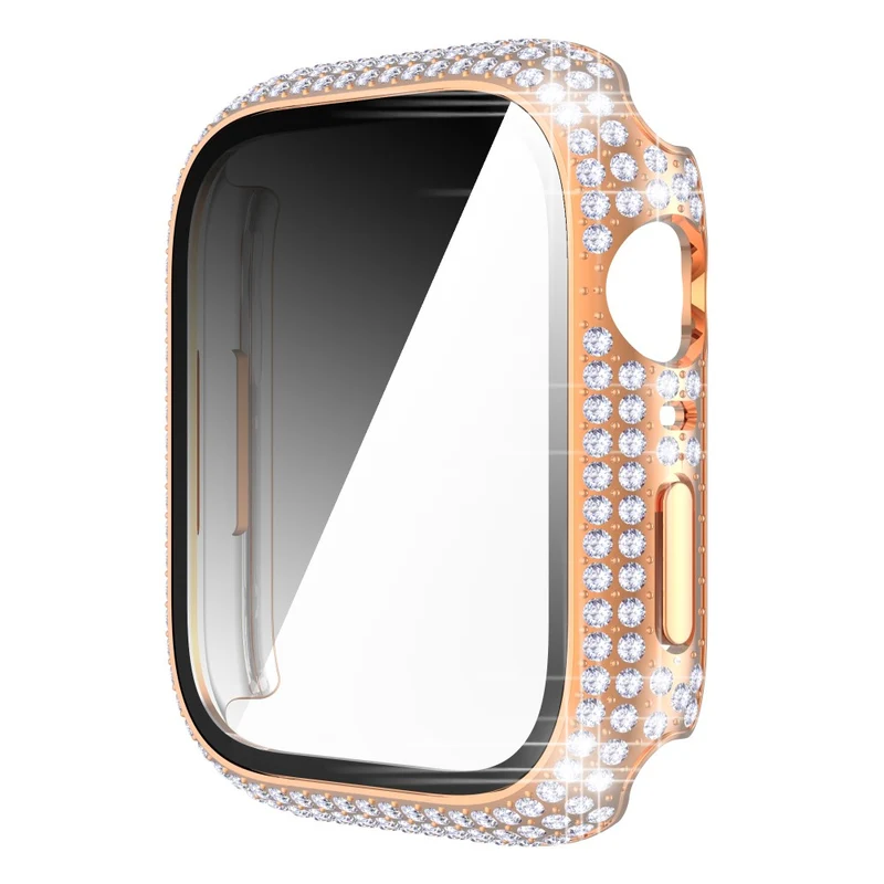 Mega Stylisch Apple Watch Series 7 41mm Hülle mit Displayschutz in Plastik und Strass