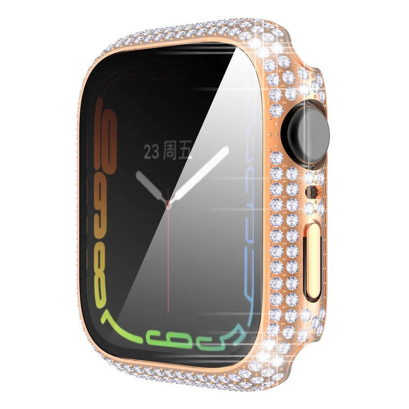 Mega Stylisch Apple Watch Series 7 41mm Hülle mit Displayschutz in Plastik und Strass