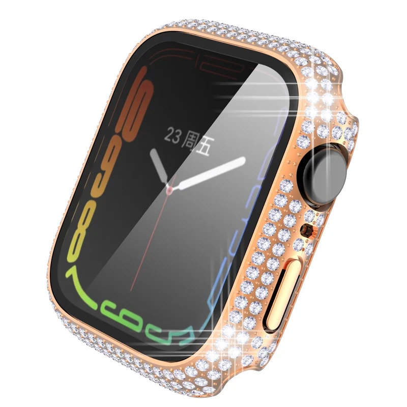 Mega Stylisch Apple Watch Series 7 41mm Hülle mit Displayschutz in Plastik und Strass