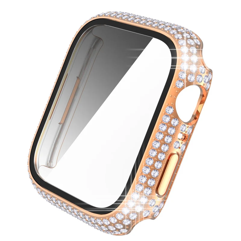 Mega Stylisch Apple Watch Series 7 41mm Hülle mit Displayschutz in Plastik und Strass
