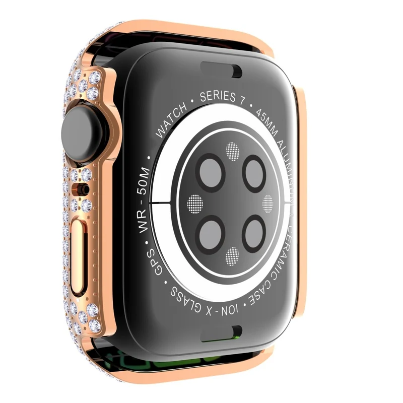 Mega Stylisch Apple Watch Series 7 41mm Hülle mit Displayschutz in Plastik und Strass