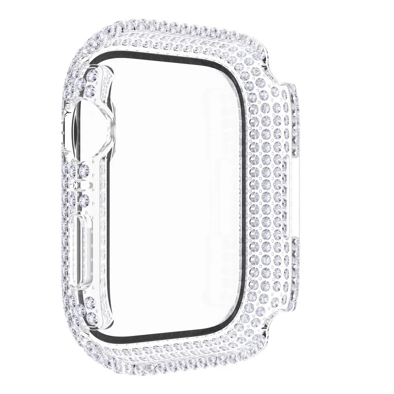 Mega Stylisch Apple Watch Series 7 41mm Hülle mit Displayschutz in Plastik und Strass