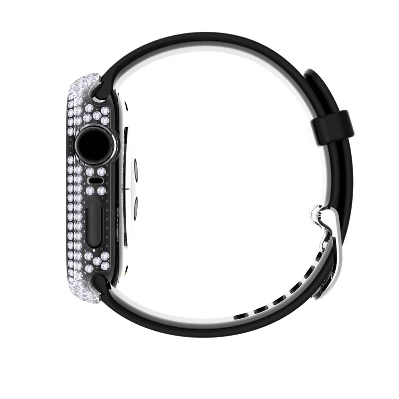 Mega Stylisch Apple Watch Series 7 41mm Hülle mit Displayschutz in Plastik und Strass