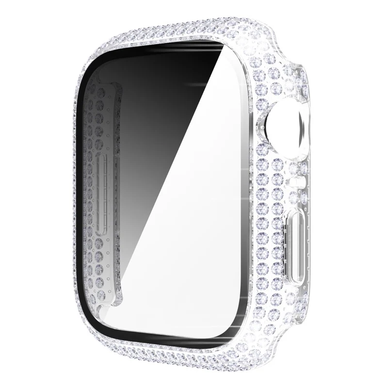 Mega Stylisch Apple Watch Series 7 41mm Hülle mit Displayschutz in Plastik und Strass